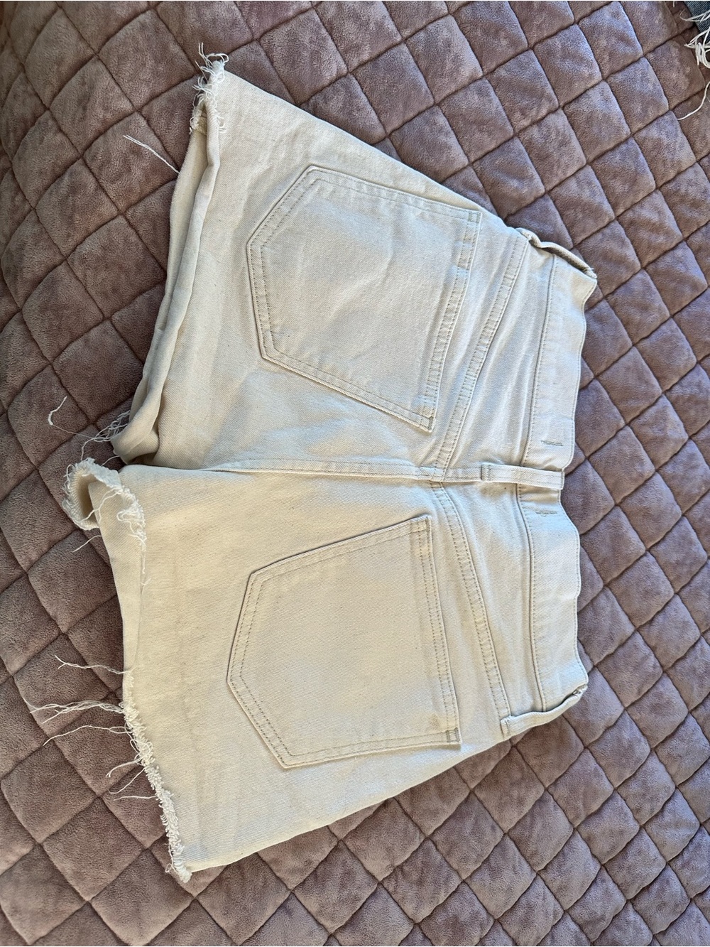 Madewell Cream High-Rise Denim Cutoff Shorts